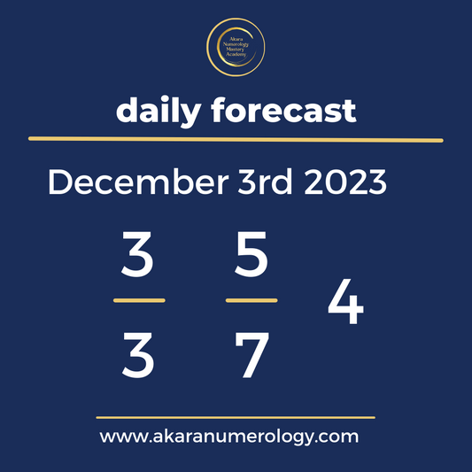 Daily forecast based upon the Akara Numerology by Sat Kirtan for December 3rd 2023
