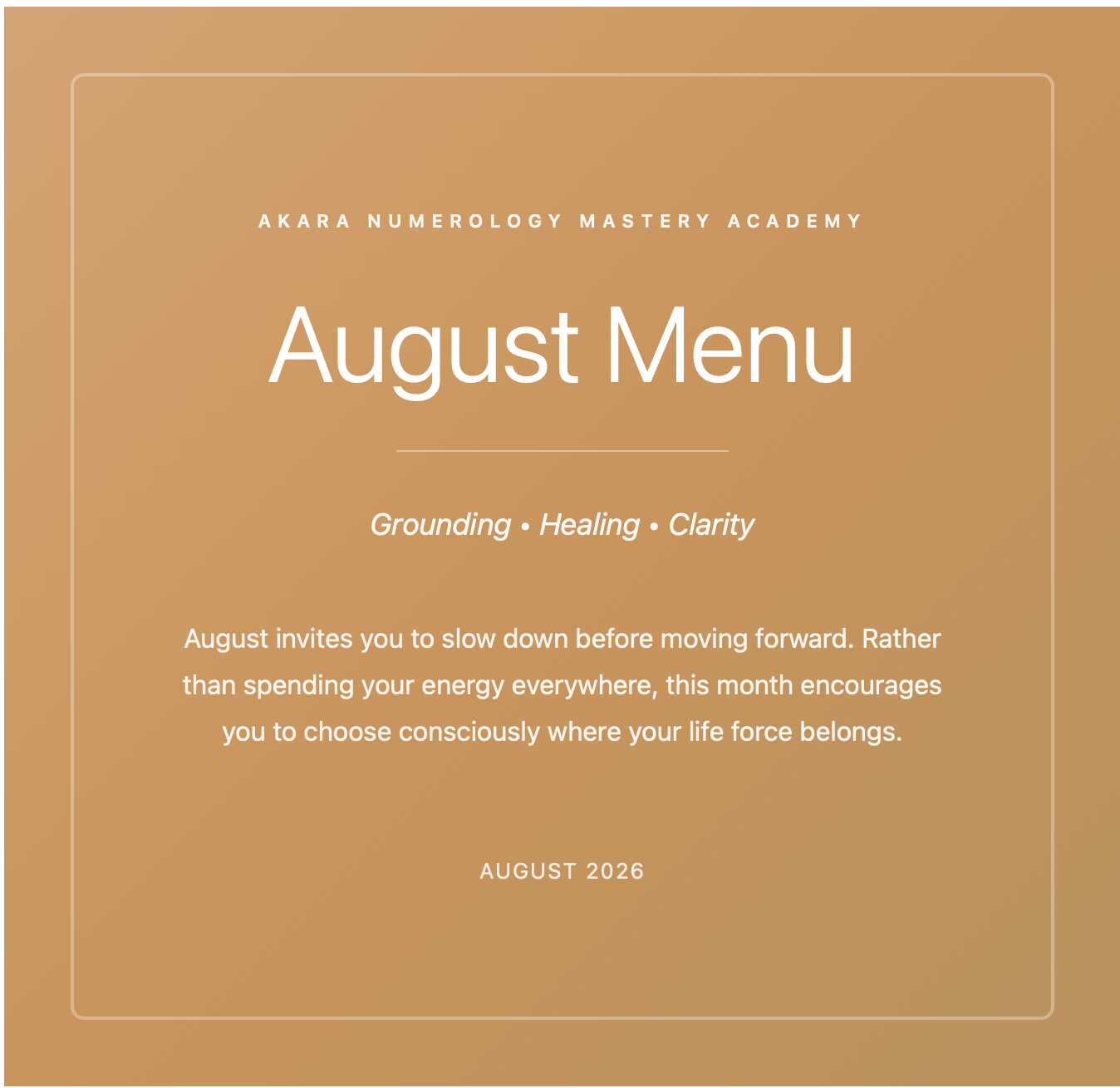 The August Menu