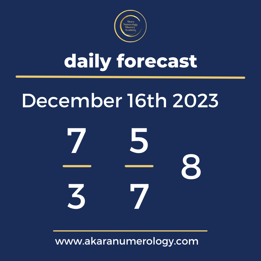 Daily forecast based upon the Akara Numerology by Sat Kirtan for December 16th 2023