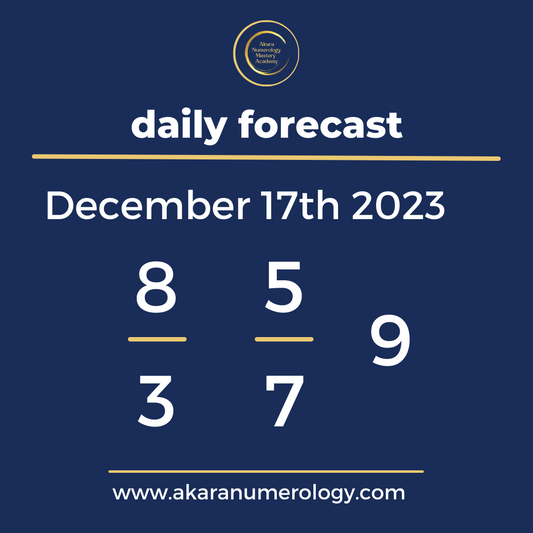 Daily forecast based upon the Akara Numerology by Sat Kirtan for December 17th 2023