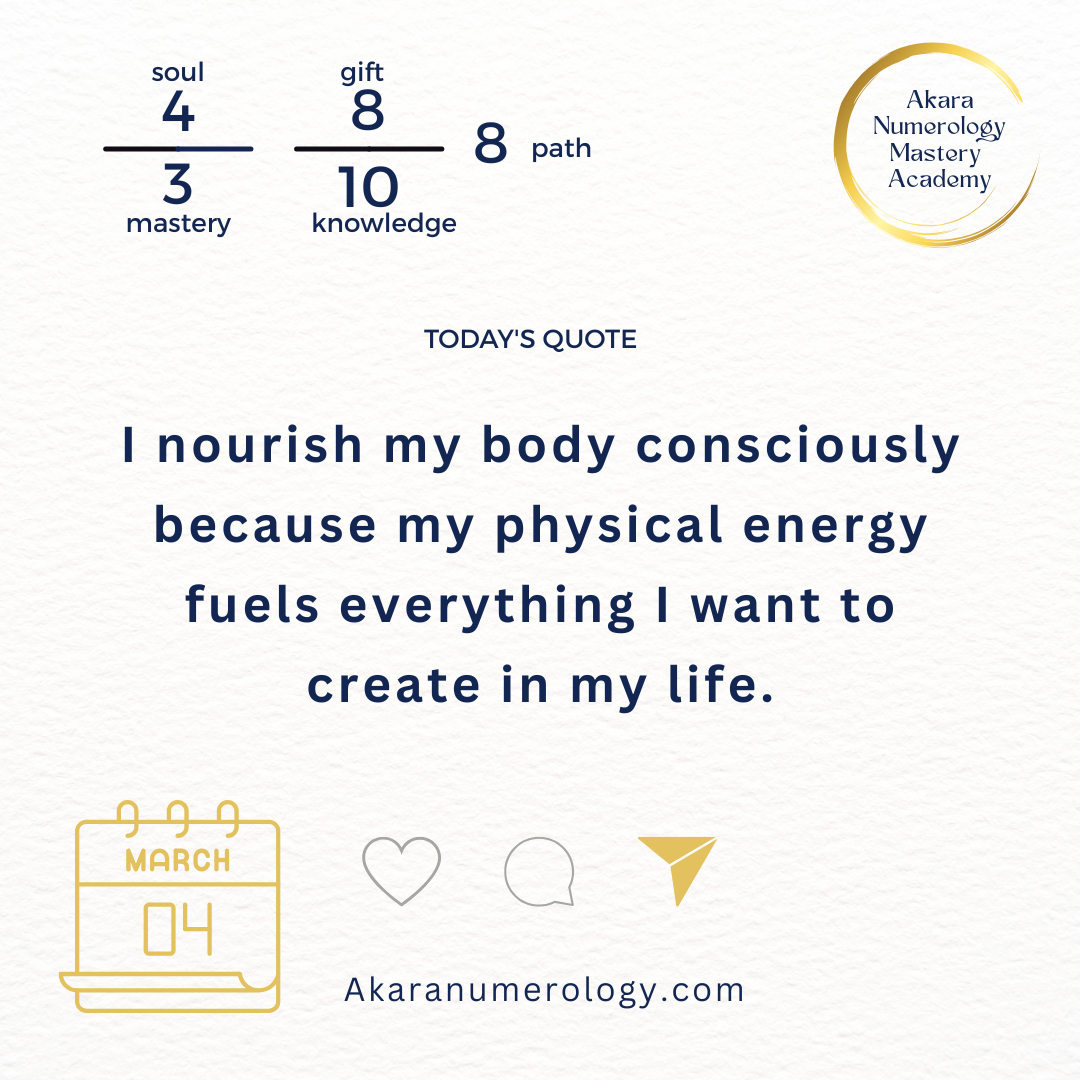 Wednesday, March 4, 2026: Build Energy Through Sacred Nourishment