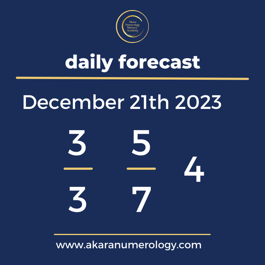 Daily forecast based upon the Akara Numerology by Sat Kirtan for December 21th 2023