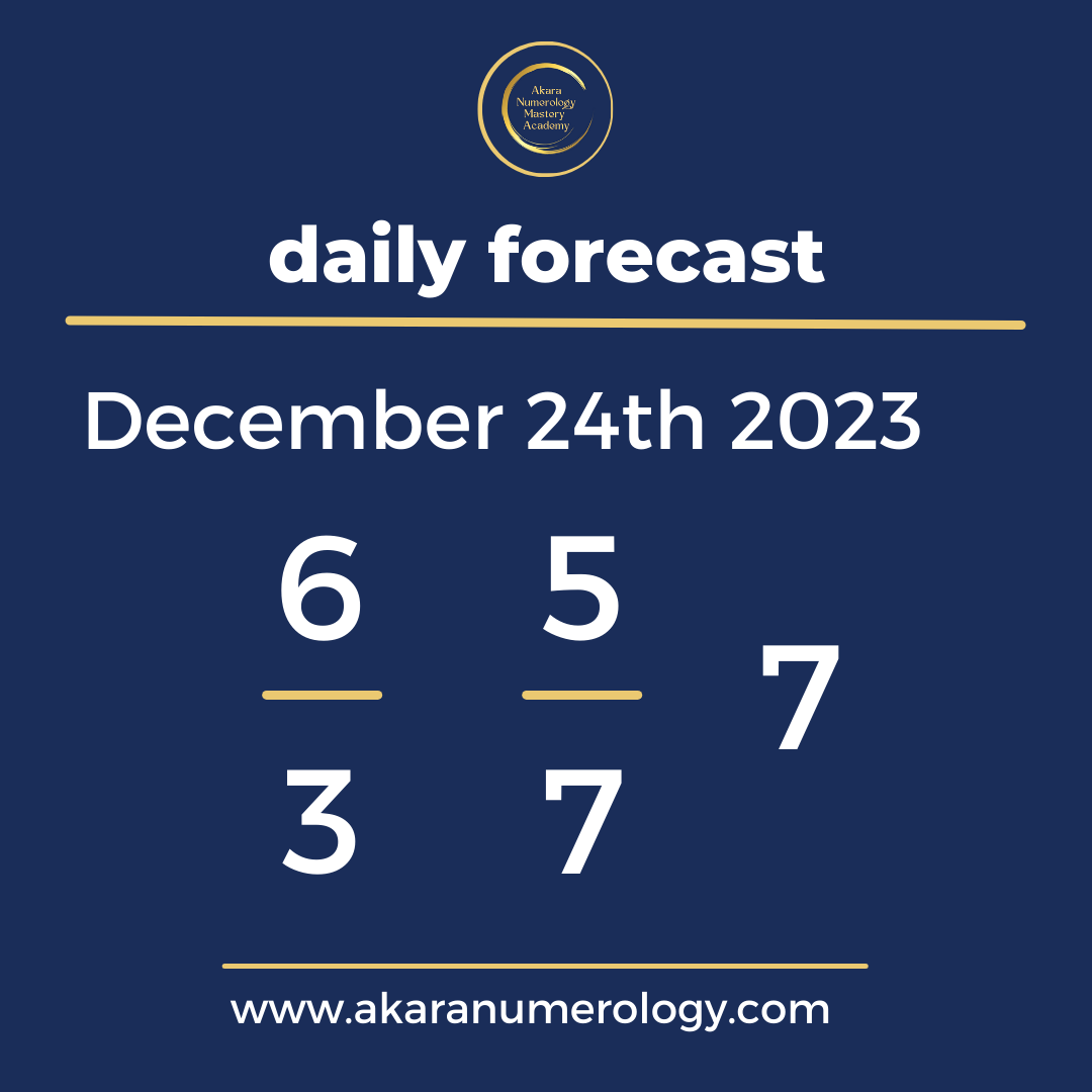 Daily forecast based upon the Akara Numerology by Sat Kirtan for December 24th 2023
