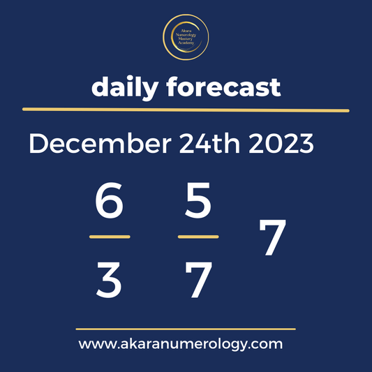 Daily forecast based upon the Akara Numerology by Sat Kirtan for December 24th 2023