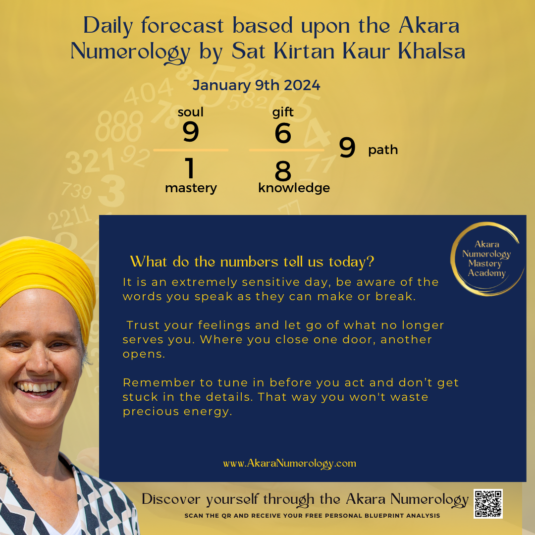 January 9th 2024, what will it bring us according to the Akara Numerology