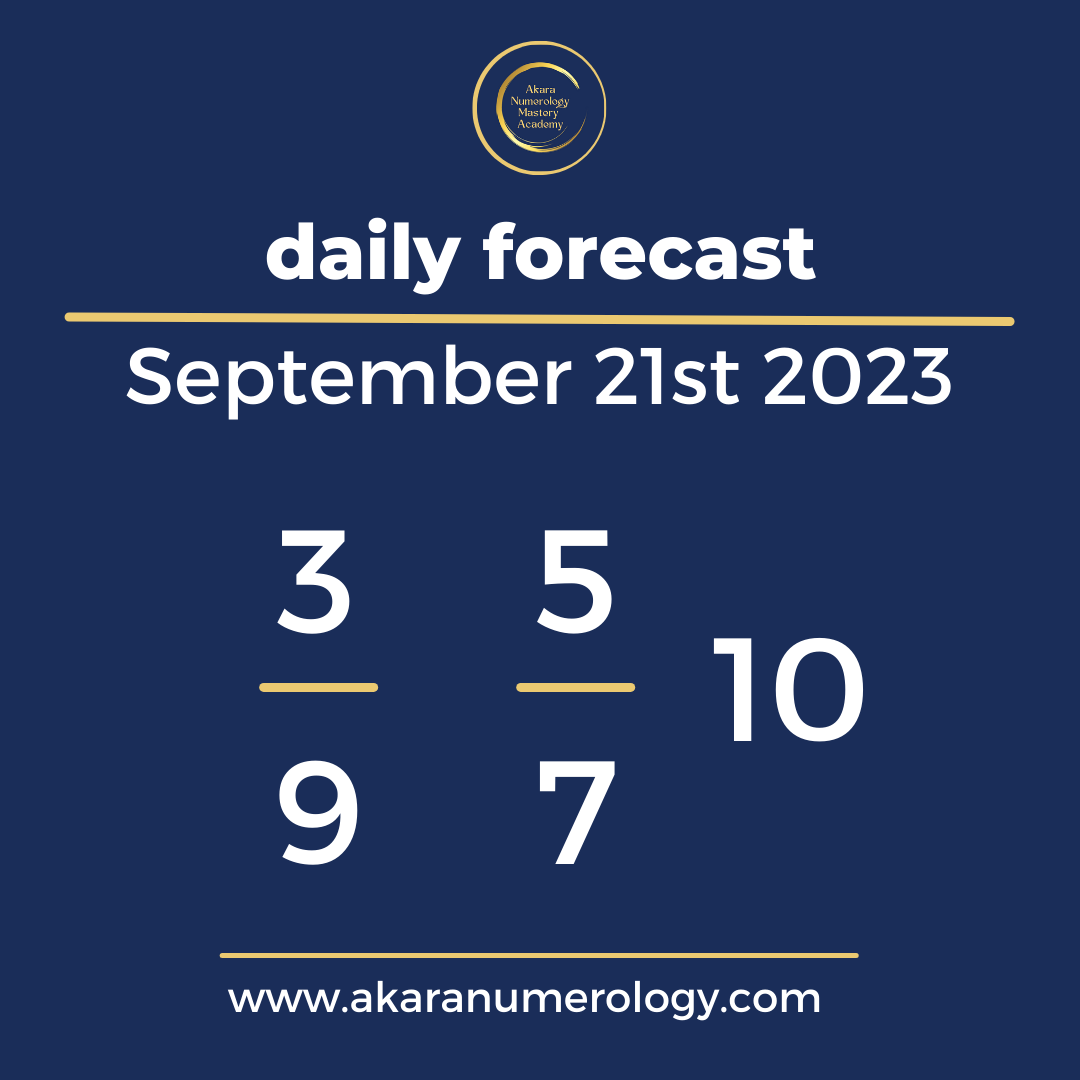 Daily Forecast based upon the Akara Numerology by Sat Kirtan for Septmeber 21th 2023