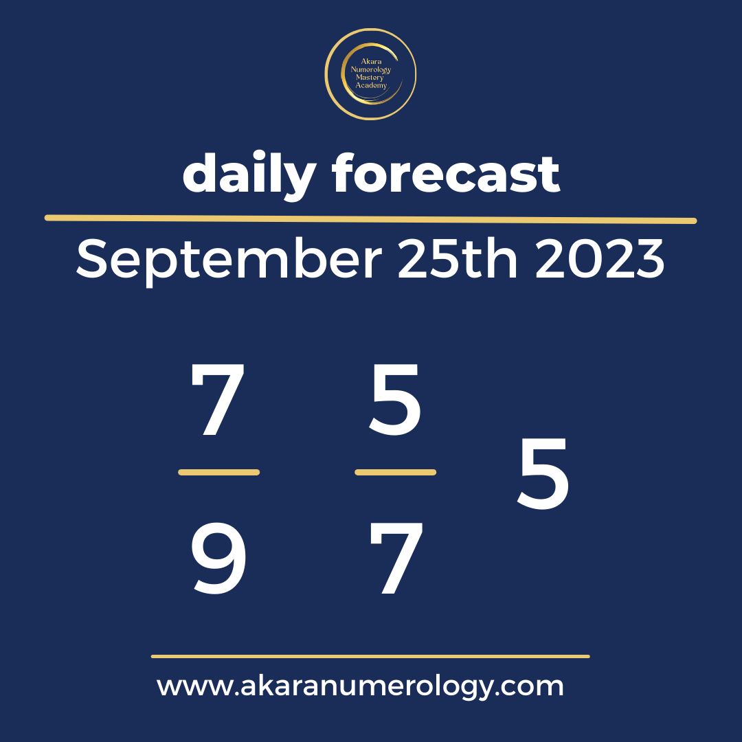 Daily Forecast based upon the Akara Numerology by Sat Kirtan for September 25th 2023