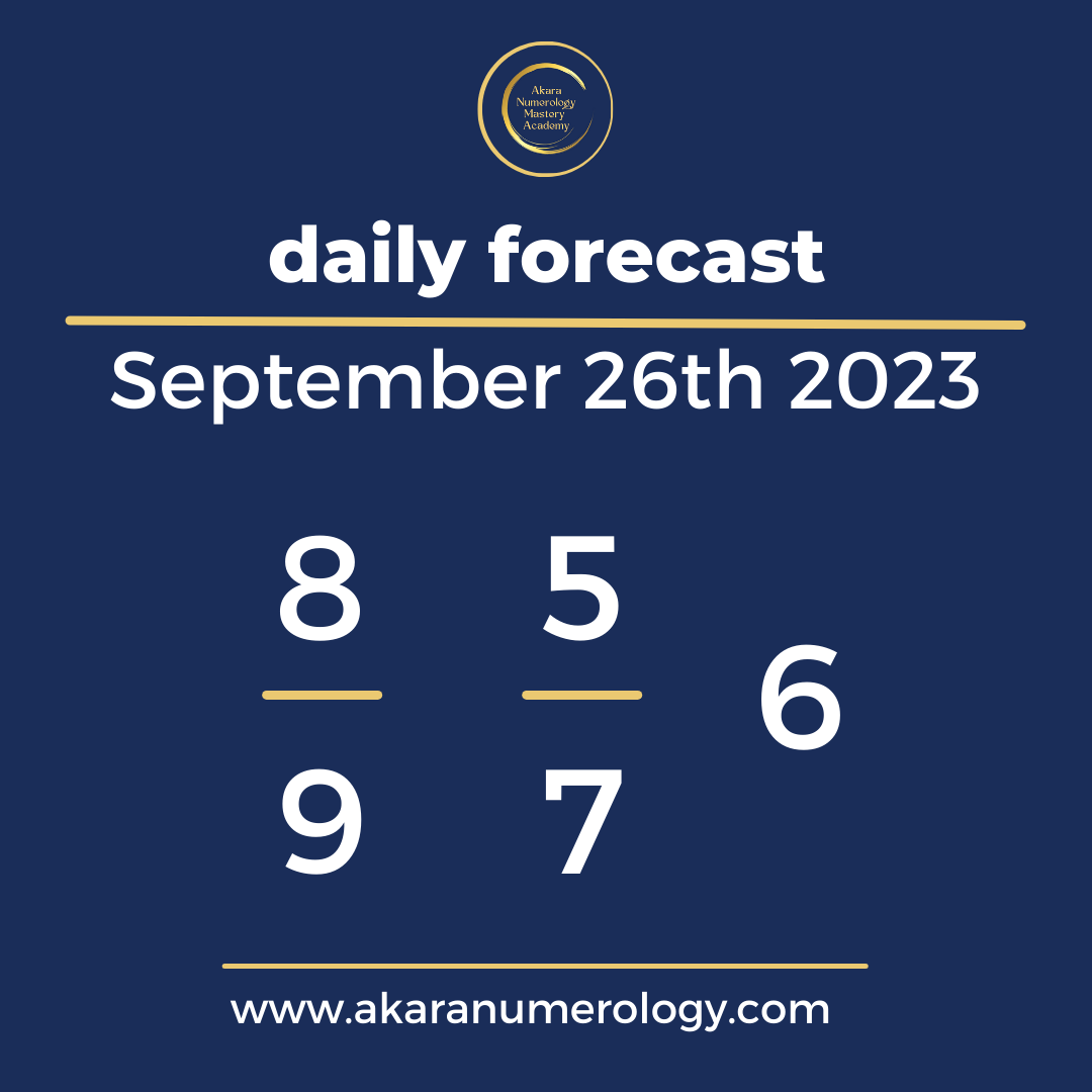 Daily Forecast based upon the Akara Numerology by Sat Kirtan for September 26th 2023