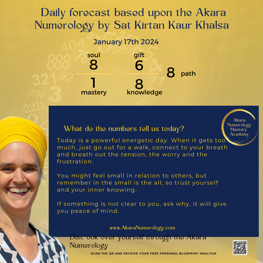 January 17th 2024, what will the energy bring us according to the Akara Numerology