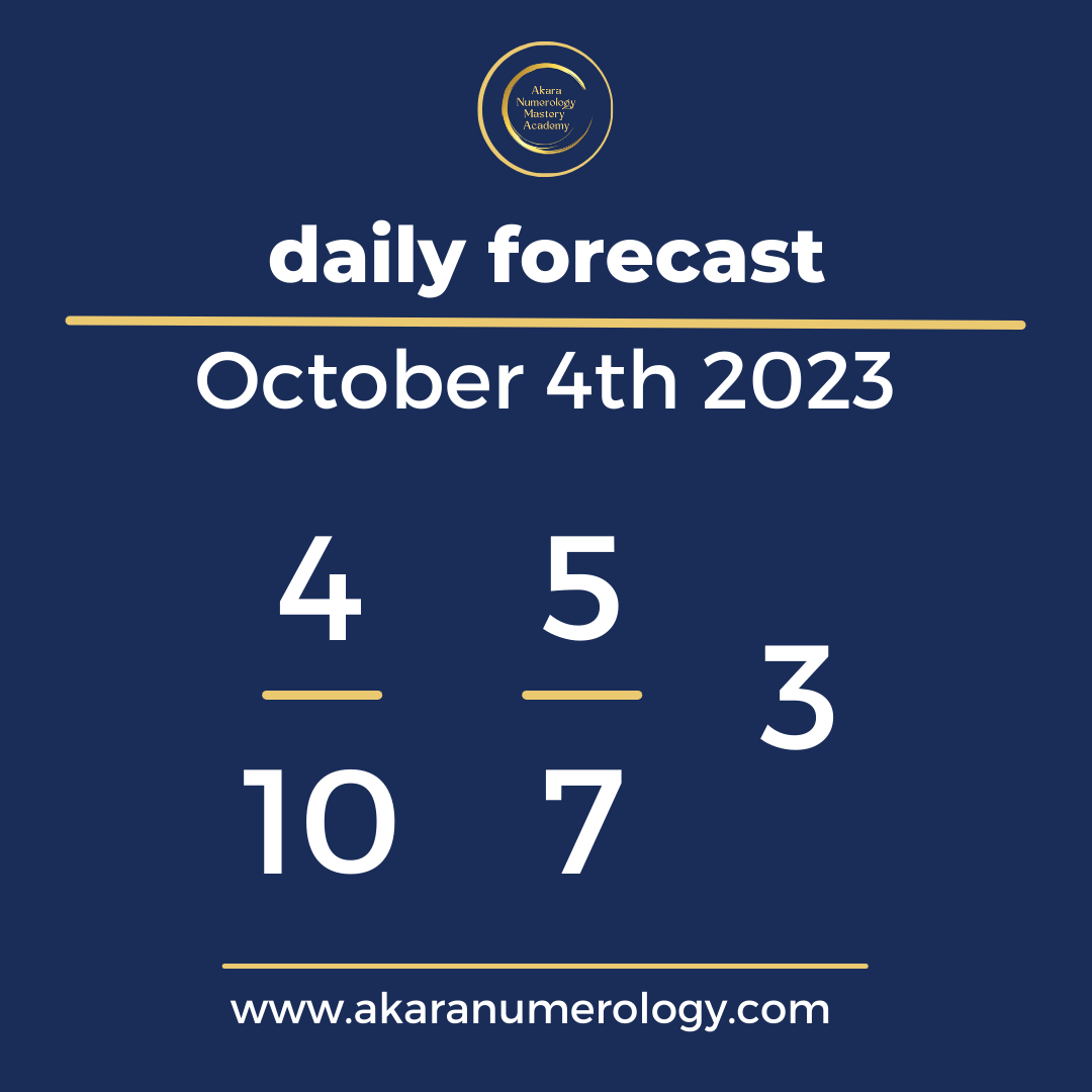 Daily Forecast based up on the Akara Numrology by Sat Kirtan for October 4th 2023