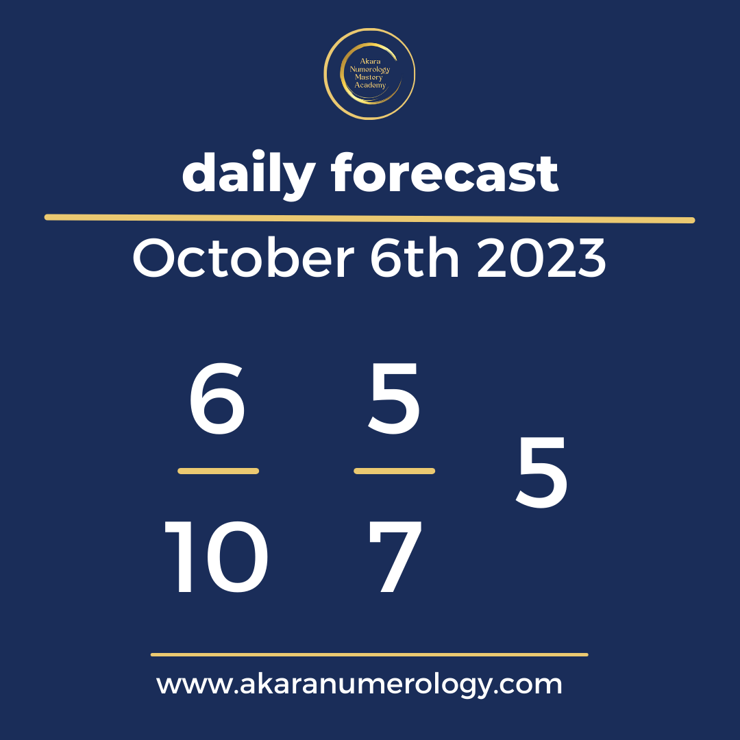 Daily forecast based upon the Akara Numerology by Sat Kirtan for October 6th 2023