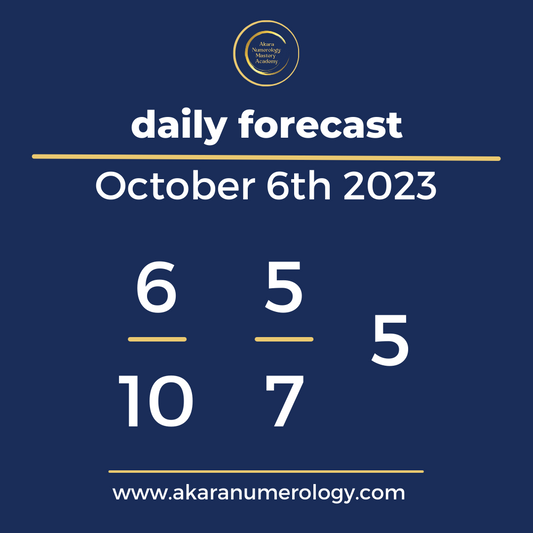 Daily forecast based upon the Akara Numerology by Sat Kirtan for October 6th 2023