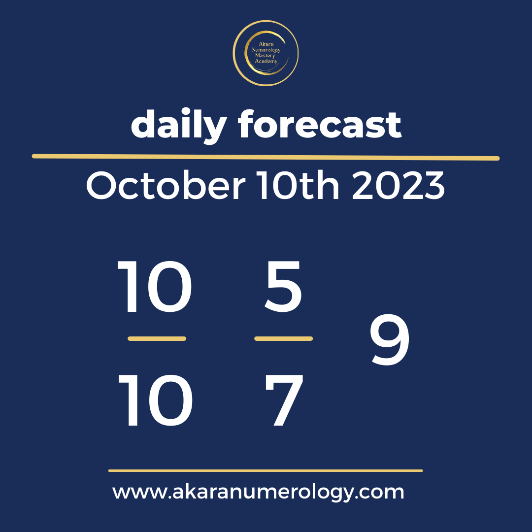 Daily forecast based upon the Akara Numerology by Sat Kirtan for Ocotber 10th 2023