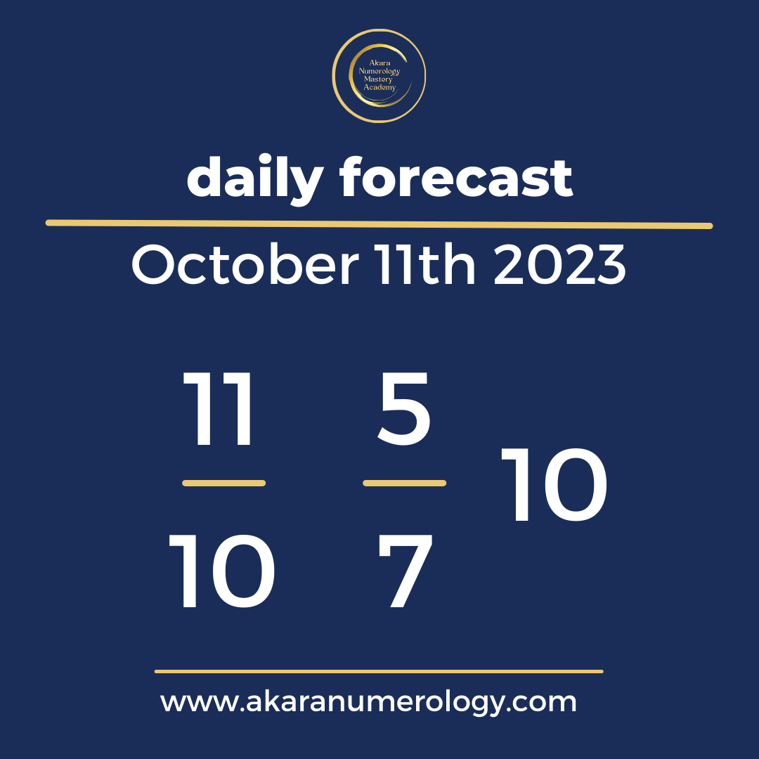 Daily forecast based upon the Akara Numerology by Sat Kirtan for October 11th 2023