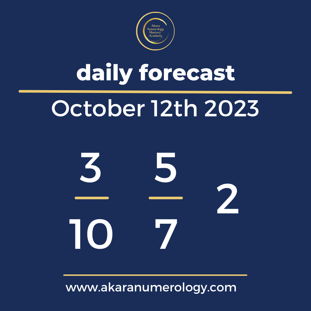 Daily forecast based upon the Akara Numerology by Sat Kirtan for October 12th 2023