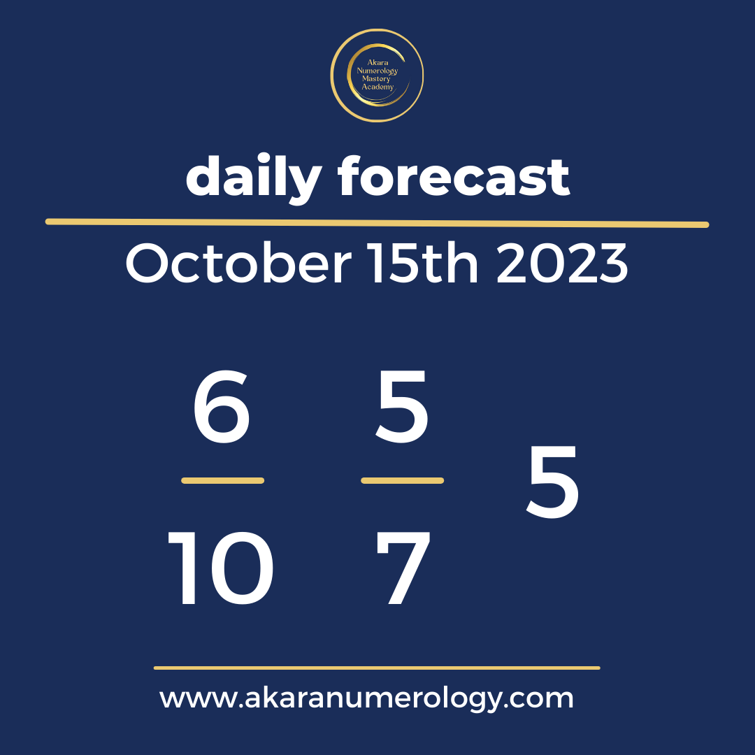 Daily forecast based upon the Akara Numerology by Sat Kirtan for October 15th 2023