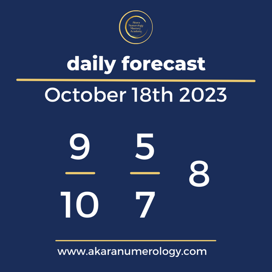 Daily forecast based upon the Akara Numerology by Sat Kirtan for October 18th 2023