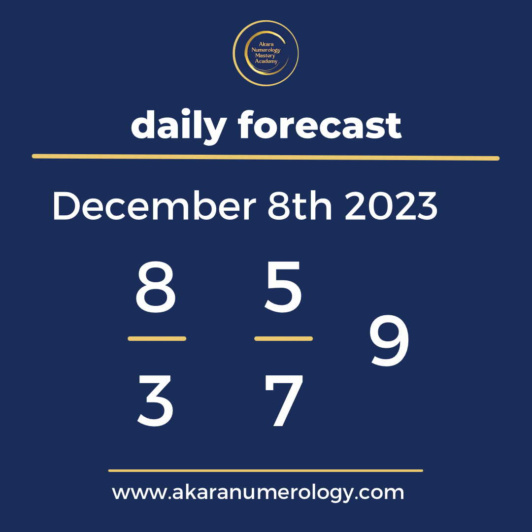 Daily forecast based upon the Akara Numerology by Sat Kirtan for December 8th 2023