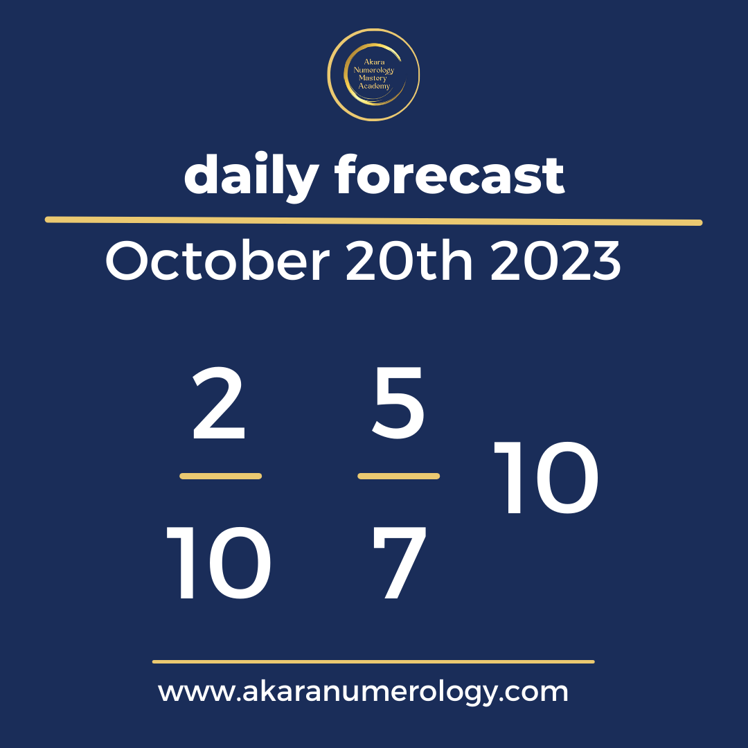 Daily forecast based upon the Akara Numerology by Sat Kirtan for October 20th 2023