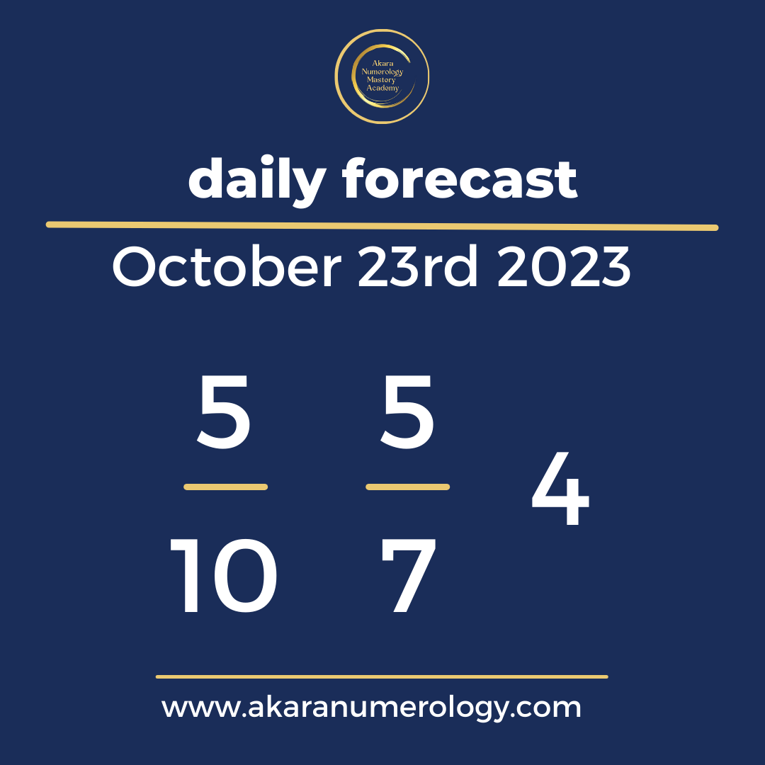 Daily forecast based upon the Akara Numerology by Sat Kirtan for October 23rd 2023
