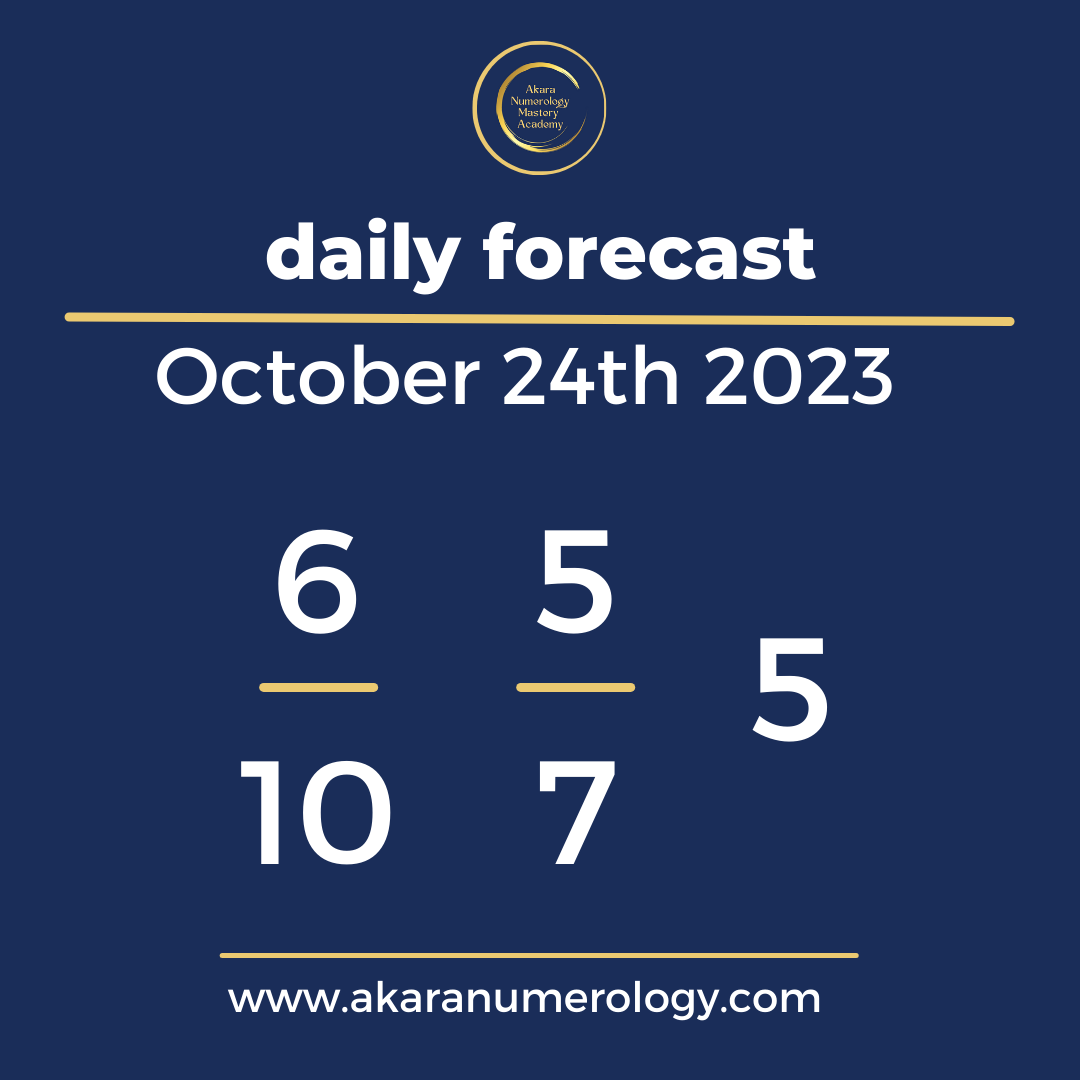 Daily forecast based upon the Akara Numerology by Sat Kirtan for October 24th 2023