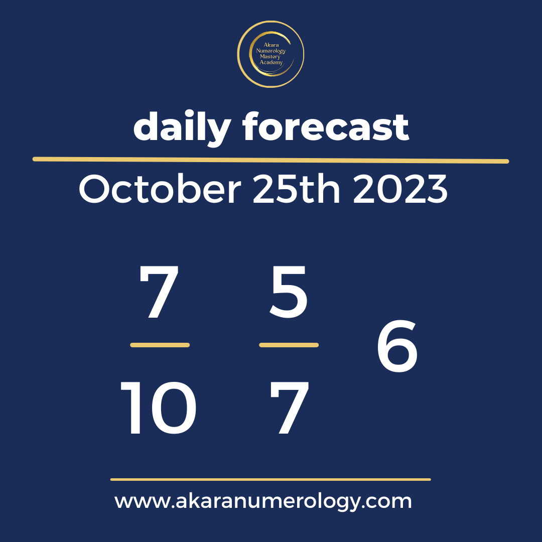 Daily forecast based upon the Akara Numerology by Sat Kirtan for October 25th 2023