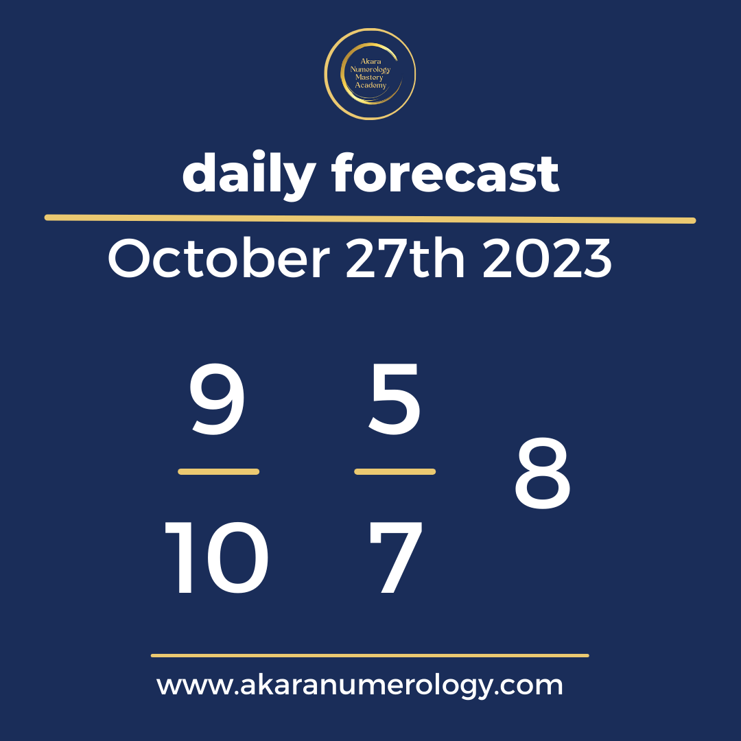 Daily forecast based upon the Akara Numerology by Sat Kirtan for October 27th 2023