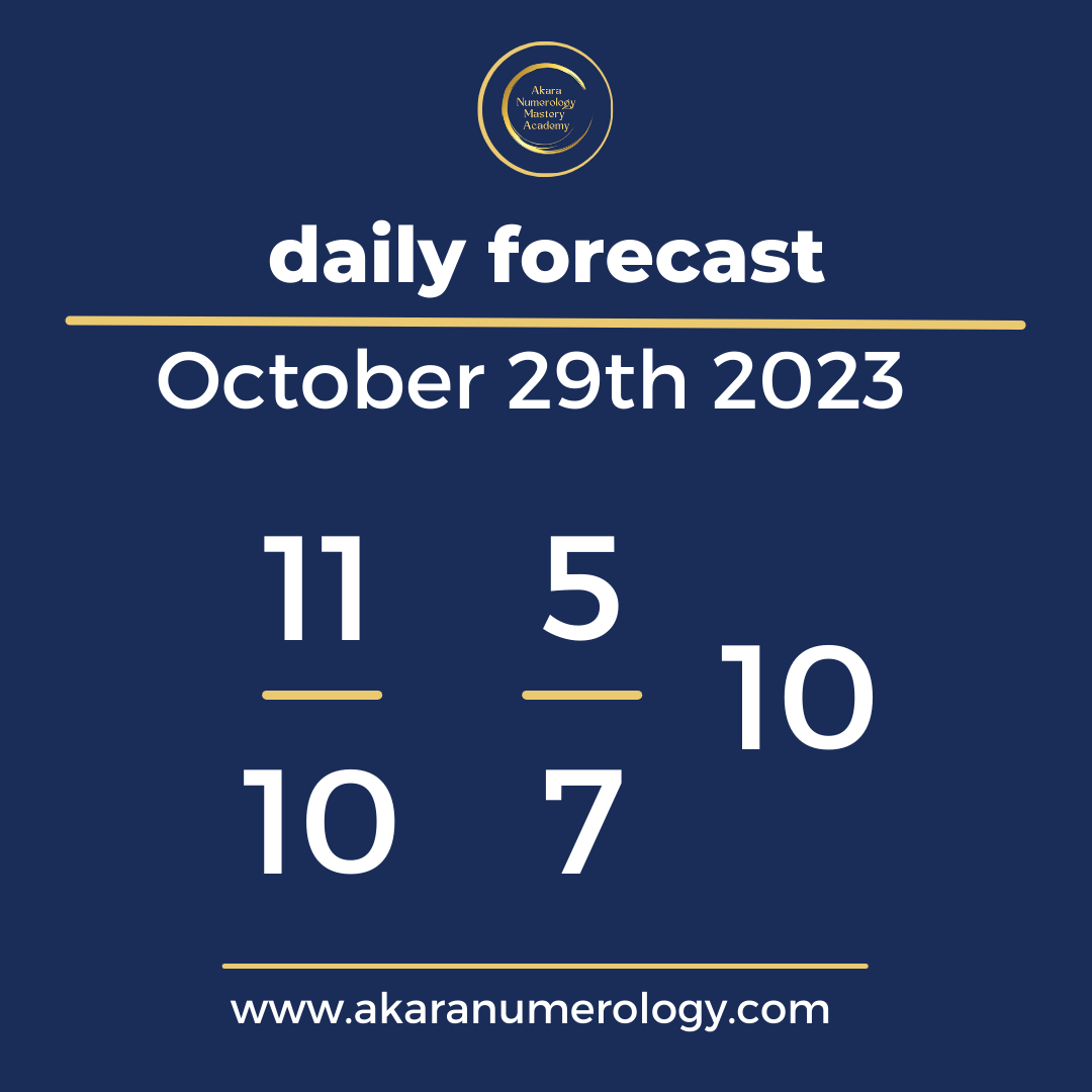Daily forecast based upon the Akara Numerology by Sat Kirtan for October 29th 2023