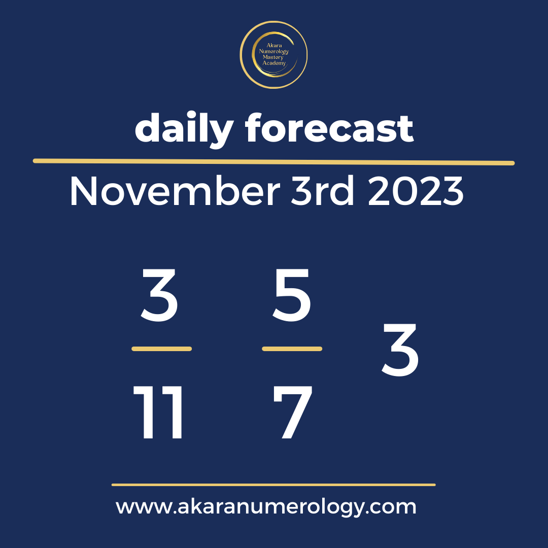 Daily forecast based upon the Akara Numerology by Sat Kirtan for November 3rd 2023