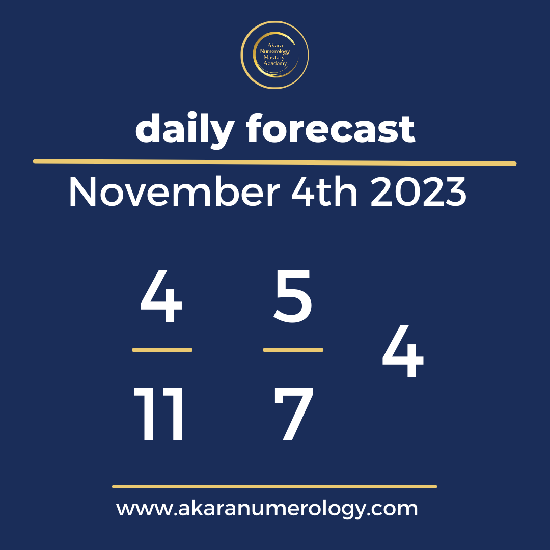 Daily forecast based upon the Akara Numerology by Sat Kirtan for November 4th 2023