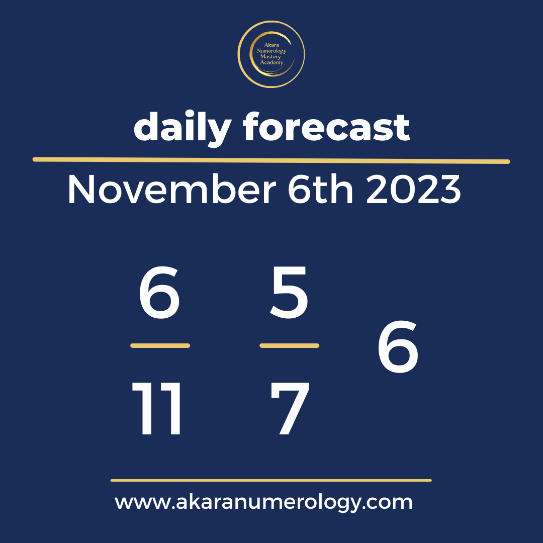 Daily forecast based upon the Akara Numerology by Sat Kirtan for November 6th 2023