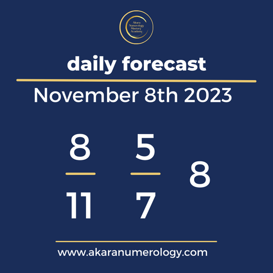 Daily forecast based upon the Akara Numerology by Sat Kirtan for November 8th 2023