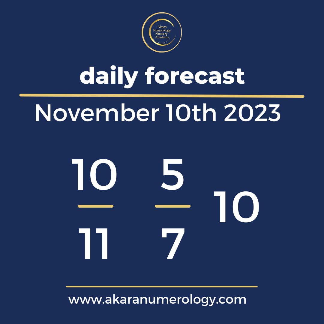 Daily forecast based upon the Akara Numerology by Sat Kirtan for November 10th 2023