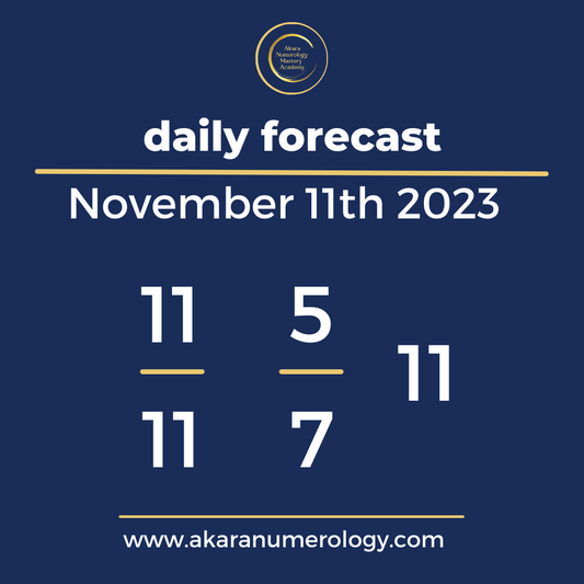 Daily forecast based upon the Akara Numerology by Sat Kirtan for November 11th 2023