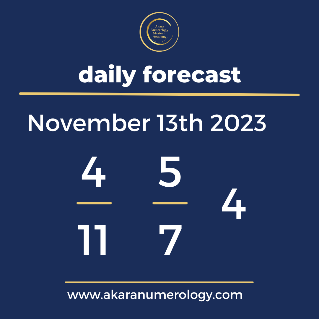 Daily forecast based upon the Akara Numerology by Sat Kirtan for November 13th 2023