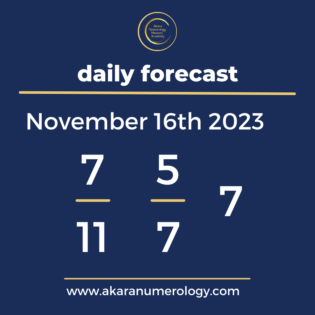Daily forecast based upon the Akara Numerology by Sat Kirtan for November 16th 2023