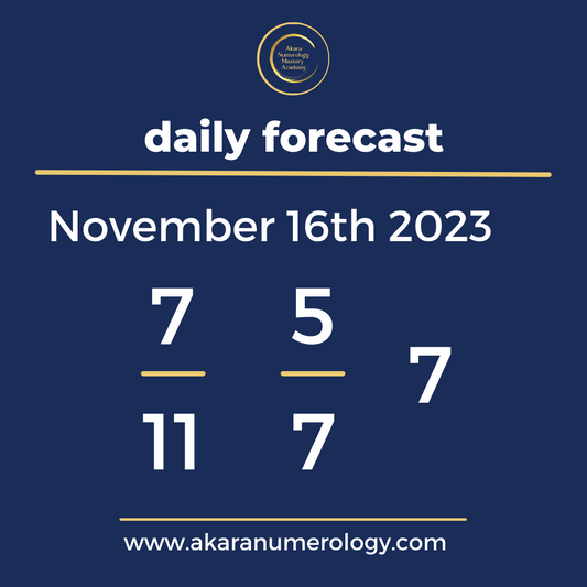 Daily forecast based upon the Akara Numerology by Sat Kirtan for November 16th 2023