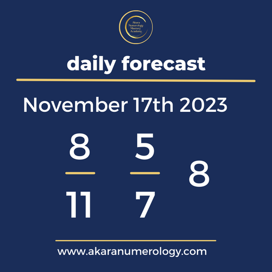 Daily forecast based upon the Akara Numerology by Sat Kirtan for November 17th 2023