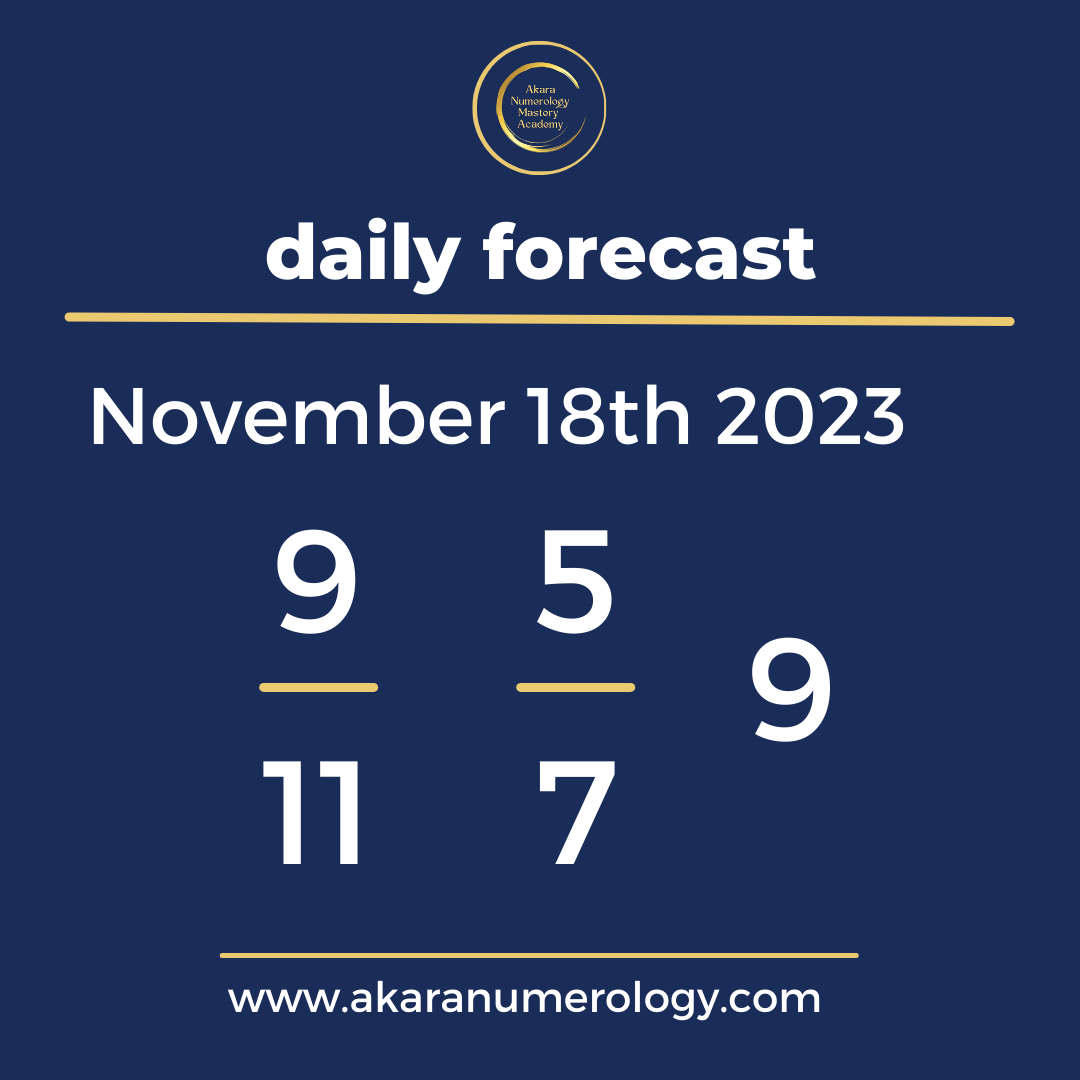 Daily forecast based upon the Akara Numerology by Sat Kirtan for November 18th 2023