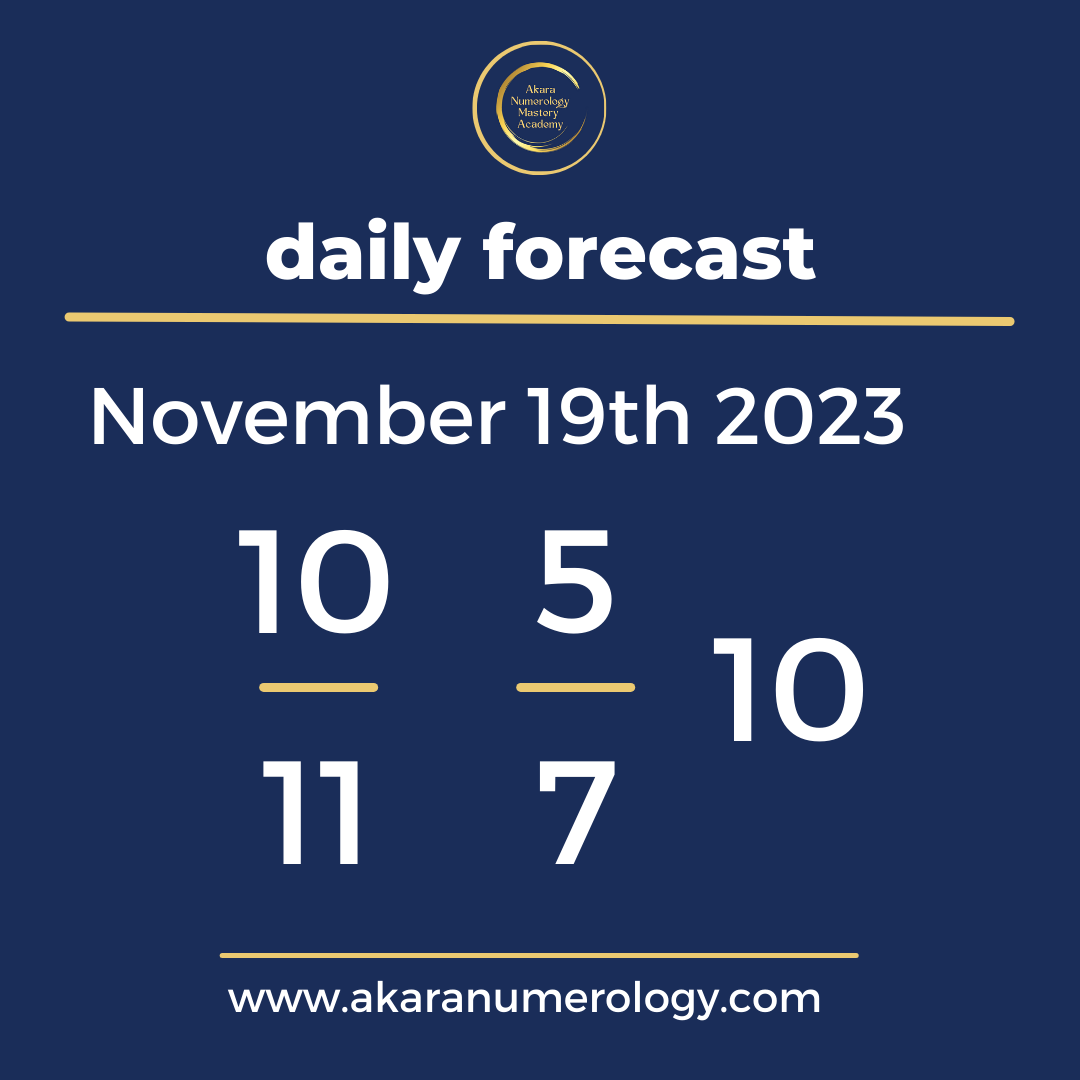 Daily forecast based upon the Akara Numerology by Sat Kirtan for November 19th 2023