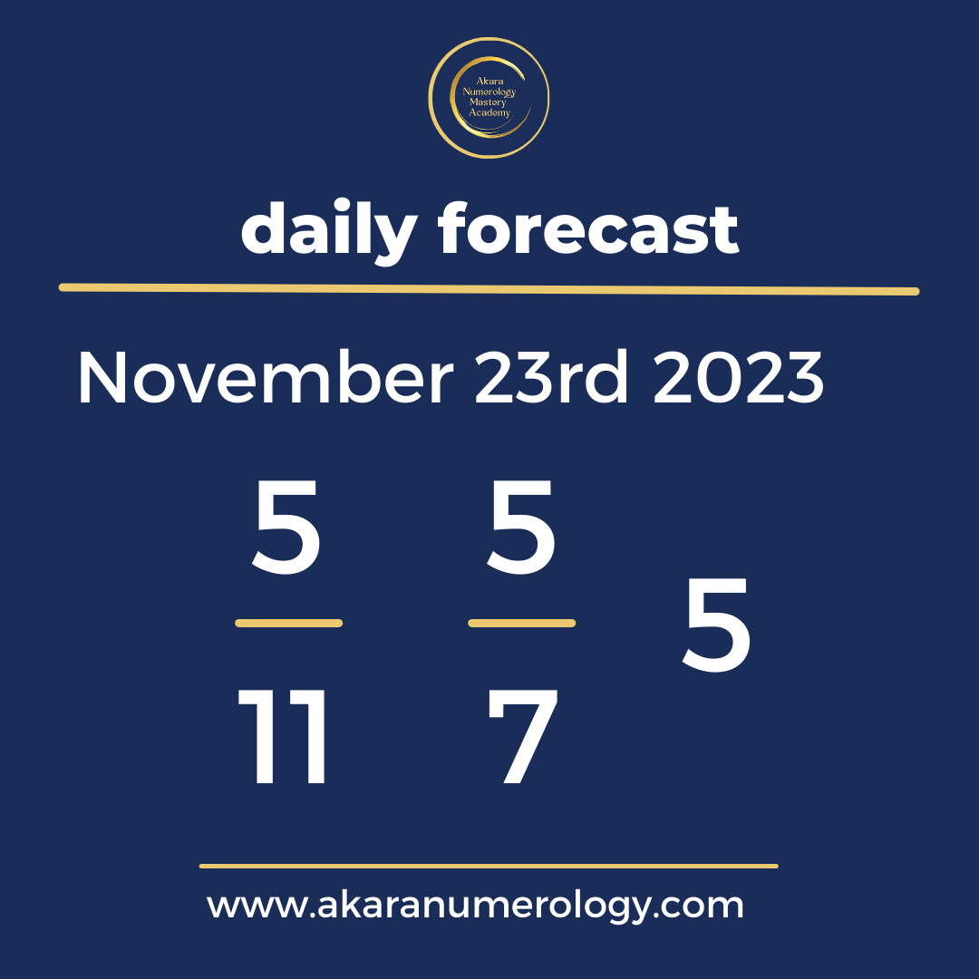 Daily forecast based upon the Akara Numerology by Sat Kirtan for November 23rd 2023