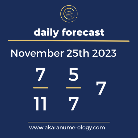 Daily forecast based upon the Akara Numerology by Sat Kirtan for November 25th 2023