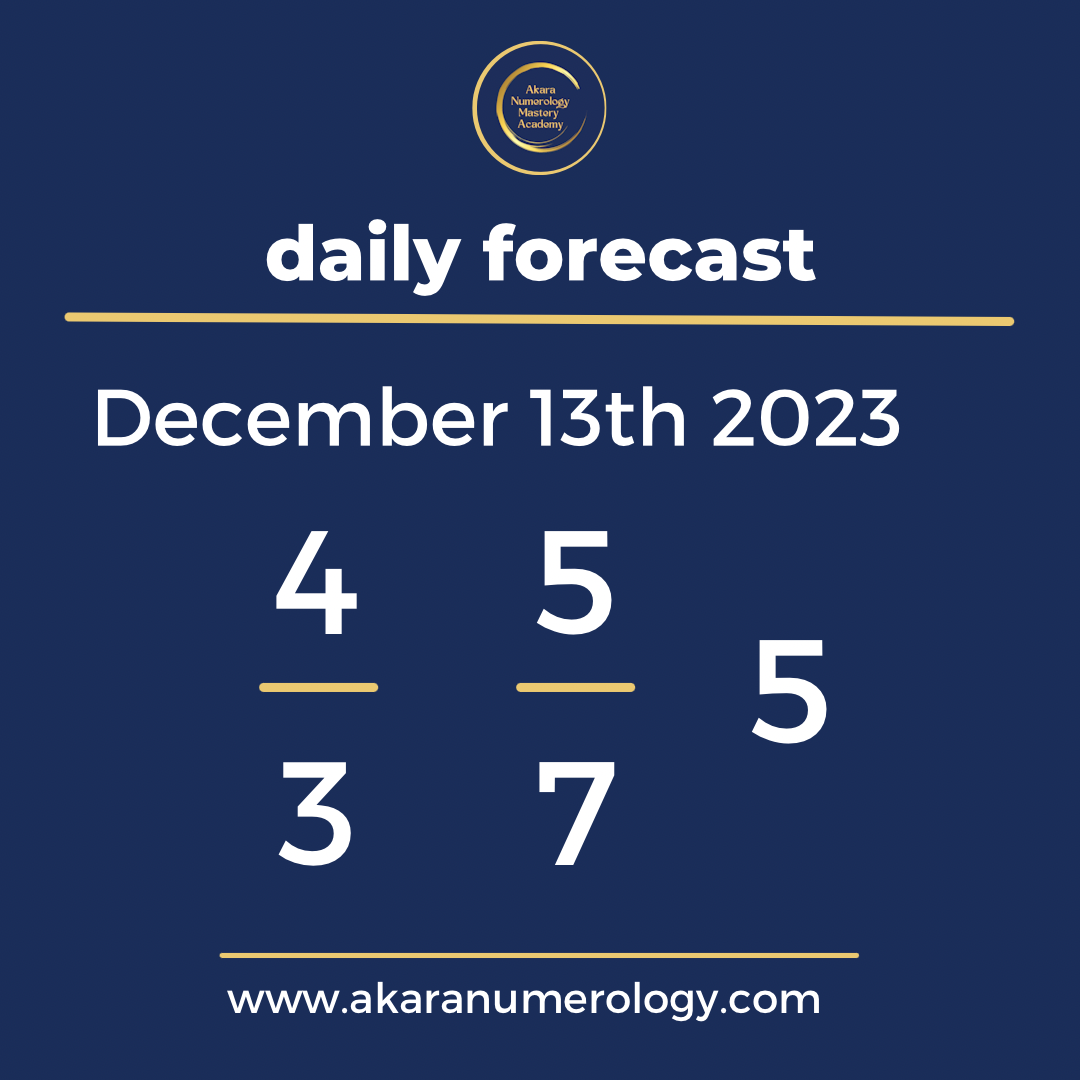 Daily forecast based upon the akara numerology by sat kirtan for December 13th 2023