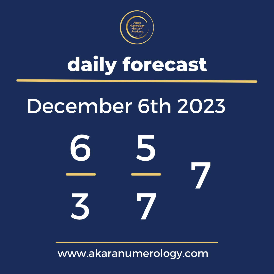 Daily forecast based upon the akara numerology by Sat Kirtan for December 6th 2023