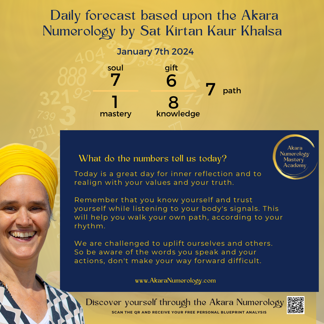 January 7th 2024, what will it bring us according to the akara numerology