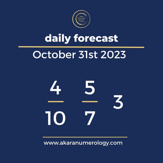 Daily forecast based upon the Akara Numerology by Sat Kirtan for October 31th 2023