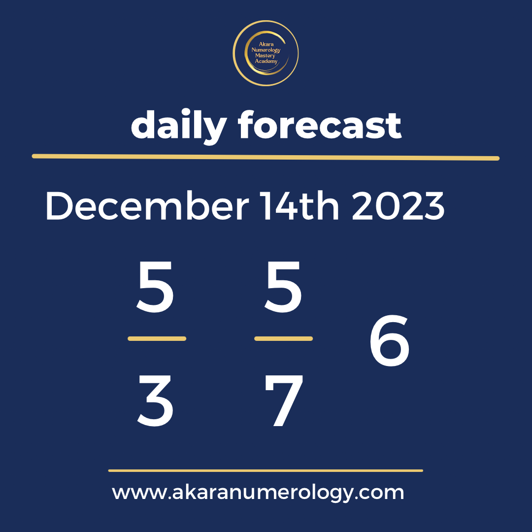 Daily forecast based upon the Akara Numerology by Sat Kirtan for December 14th 2023