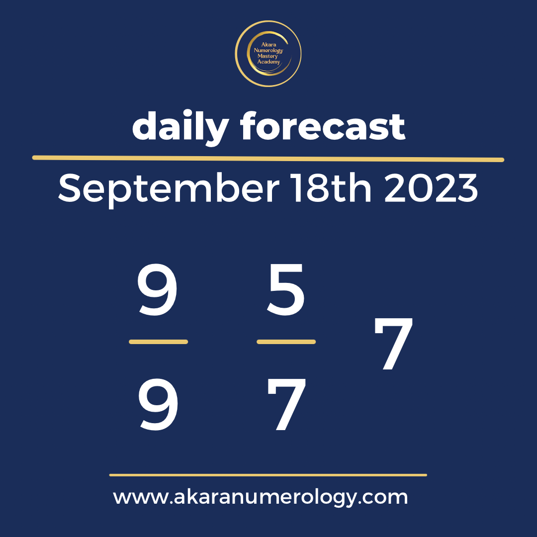Daily forecast based upon the Akara Numerology by Sat Kirtan for September 18th 2023