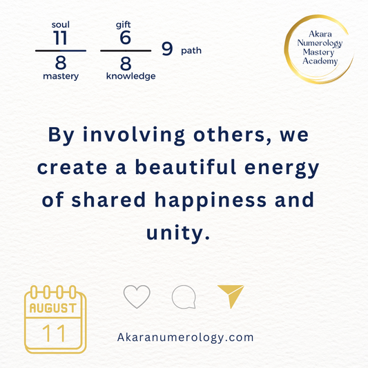 August 11th 2024: By involving others, we create a beautiful energy of shared happiness and unity.