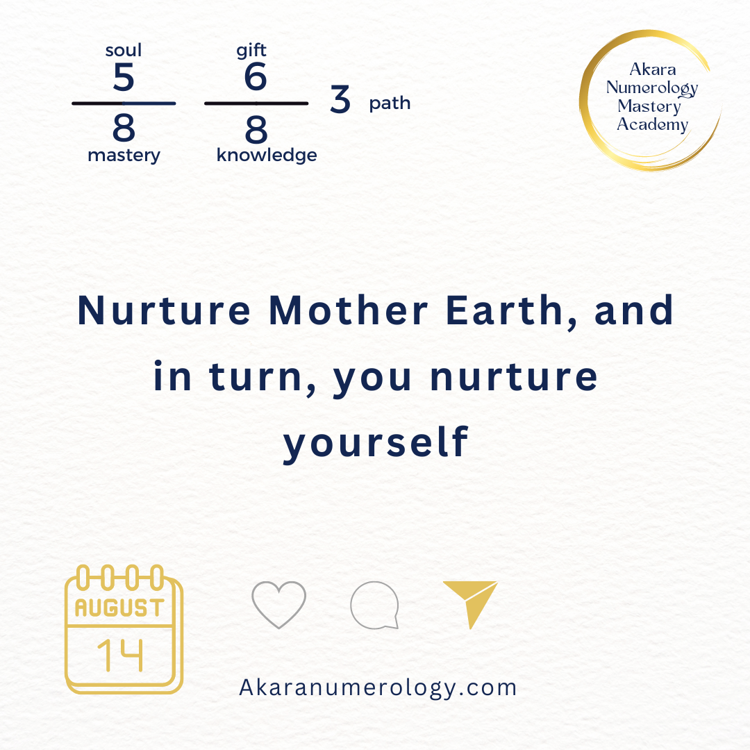 August 14th 2024, Nurture Mother Earth, and in turn, you nurture yourself